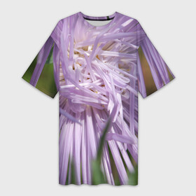 Платье-футболка 3D с принтом Астра в стиле хаос в Кировске,  |  | Тематика изображения на принте: астра | беспорядок | дача | игла | лепесток | лето | природа | растение | тонкий | участок | фазенда | фиолетовый | хоас | цветение | цветовод | цветоводство | цветок | цветы