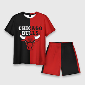 Мужской костюм с шортами 3D с принтом Чикаго Буллз black  red в Кировске,  |  | basketball | chicago bulls | баскетбол | быки | чикаго буллз