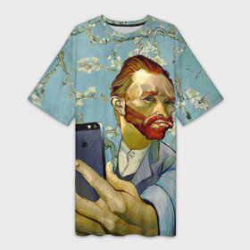 Платье-футболка 3D с принтом Ван Гог Селфи  Арт Портрет в Кировске,  |  | van gogh | вангог | мем | художник | цветущие ветки миндаля