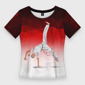 Женская футболка 3D Slim с принтом Капоэйра на одной руке в Кировске,  |  | capoeira | боевые исскуства | единоборства | капоэйра | спорт
