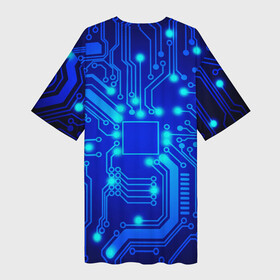 Платье-футболка 3D с принтом Цветная микросхема в Кировске,  |  | Тематика изображения на принте: beautiful | blue | chip | color | luminous board | neon | wiring diagram | красивый | неон | светящаяся плата | синий | цветной | чип | электросхема