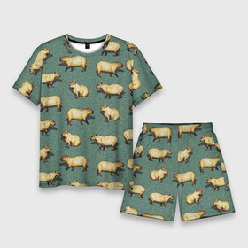 Мужской костюм с шортами 3D с принтом Капибары на траве в Кировске,  |  | capybara | водосвинка | животные | капибара