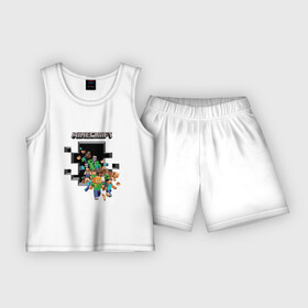 Детская пижама с шортами хлопок с принтом Логотип Майнкрафт в Кировске,  |  | арт | игра | логотип | майнкрафт | принт