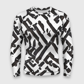 Мужской рашгард 3D с принтом Маскировочные узоры в Кировске,  |  | black | disguise | gray | lines | pattern | stripes | white | белый | маскировка | полосы | серый | узоры | чернобелый | черный