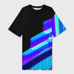 Платье-футболка 3D с принтом Яркие неоновые линии в Кировске,  |  | black | blue | bright | dark | lines | multicoloured | neon | pink | purple | straight | stripe | synthwave | линии | неон | полосы | прямые | разноцветные | розовый | синий | темный | фиолетовый | черный | яркие