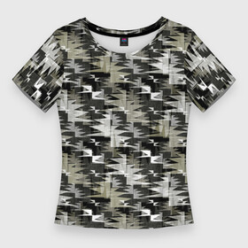 Женская футболка 3D Slim с принтом Абстрактный камуфляжный в Кировске,  |  | abstract | brown | camouflage | dark | gray | green | khaki | militarism | military | monochrome | protective | swamp | абстрактный | болотный | военный | защитный | зеленый | камуфляжный | коричневый | милитаризм | монохромный | серый | темный | хаки