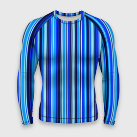 Мужской рашгард 3D с принтом Сине голубые полосы в Кировске,  |  | blue | dark blue | pattern | striped | stripes | полосатый | полосы | узор