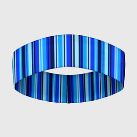 Повязка на голову 3D с принтом Сине голубые полосы в Кировске,  |  | blue | dark blue | pattern | striped | stripes | полосатый | полосы | узор