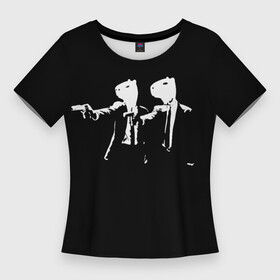 Женская футболка 3D Slim с принтом Капибары криминальное чтиво в Кировске,  |  | Тематика изображения на принте: capybara | crinimal | mem | криминальное чтиво | мем | мемы