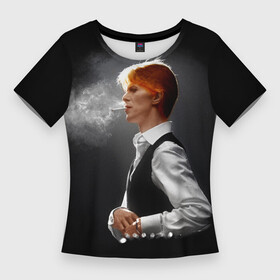 Женская футболка 3D Slim с принтом David Bowie  Thin White Duke в Кировске,  |  | 1970 | 70s | 70е | bowie | david bowie | glam | iso | live | music | rock | rock n roll | smoke | smoking | starman | the man who fell to earth | thin white duke | ziggy | ziggy stardust | белый герцог | зигги | зигги стардаст | музыка | рок | рок н