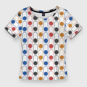 Женская футболка 3D Slim с принтом Узор из разноцветных суперэллипсов прямоугольников с круглыми краями и кругов в Кировске,  |  | паттерн | пёстрый | разноцветый | узор | цветастый
