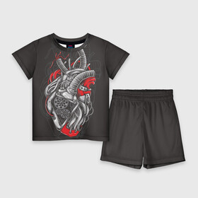 Детский костюм с шортами 3D с принтом Механическое сердце стимпанк в Кировске,  |  | Тематика изображения на принте: механизм | механика | мотор | орган | сердце | стимпанк