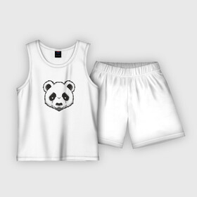 Детская пижама с шортами хлопок с принтом Голова милой панды в Кировске,  |  | голова панды | животное | медведь | милый | панда | япония | японский мишка
