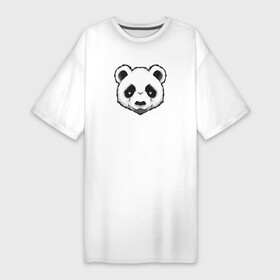 Платье-футболка хлопок с принтом Голова милой панды в Кировске,  |  | голова панды | животное | медведь | милый | панда | япония | японский мишка