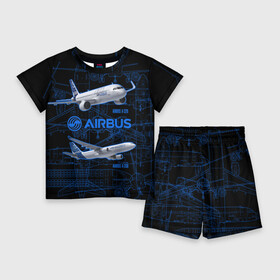 Детский костюм с шортами 3D с принтом Airbus A320 в Кировске,  |  | airbus a320 | aircraft | drawings | fly | medium haul | narrow body | летит | самоллет | среднемагистральный | узкофюзеляжный | чертежи