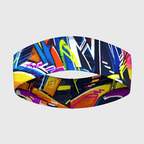 Повязка на голову 3D с принтом Крутое экспрессивное граффити в Кировске,  |  | color | expression | graffiti | neon | paint | граффити | краска | неон | цвет | экспрессия