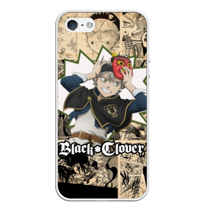 Чехол для iPhone 5/5S матовый Черный Клевер (АСТА) фото