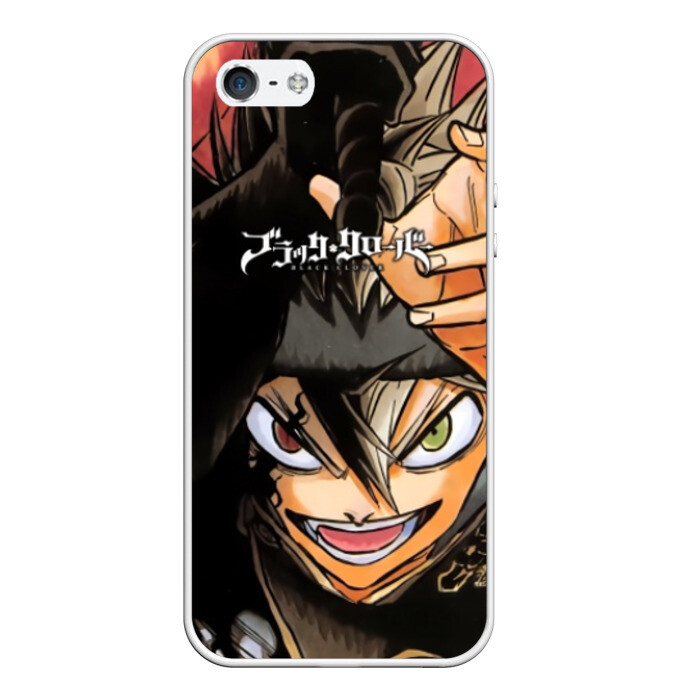 Чехол для iPhone 5/5S матовый Чёрный клевер фото