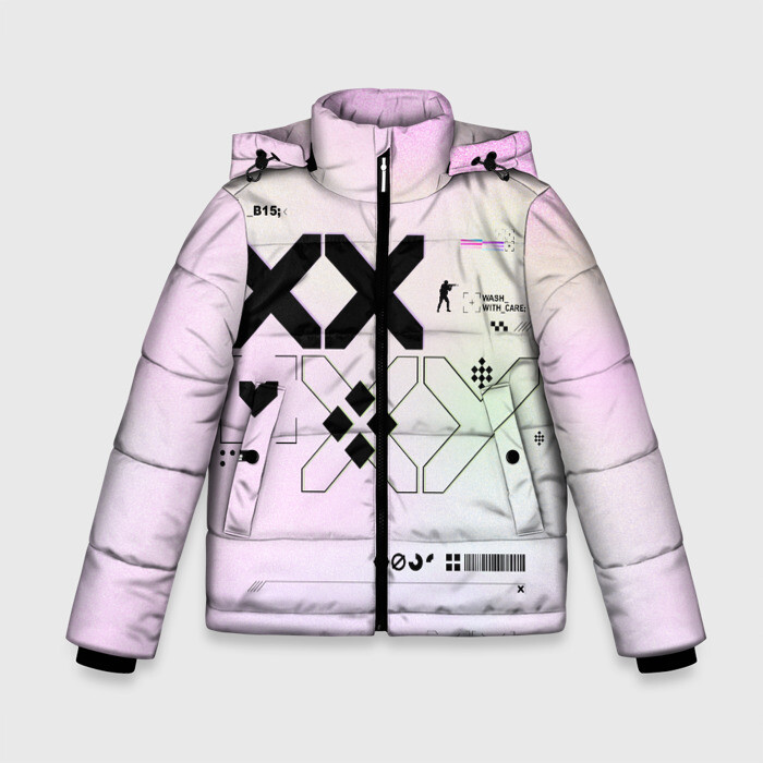 Зимняя куртка для мальчиков 3D Printstream style Поток информации (Белизна_0 1 Чернота_0 5 Перламутр_1) фото