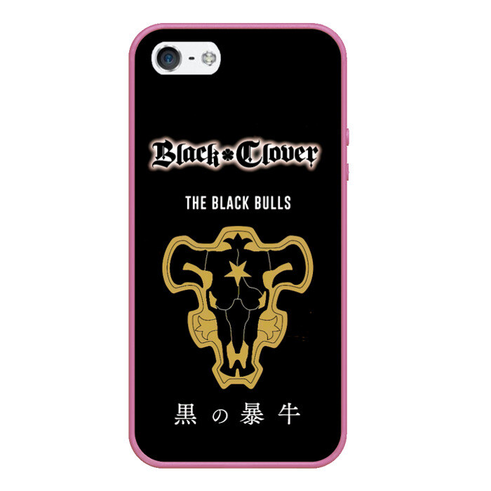 Чехол для iPhone 5/5S матовый Черные быки Чёрный клевер фото