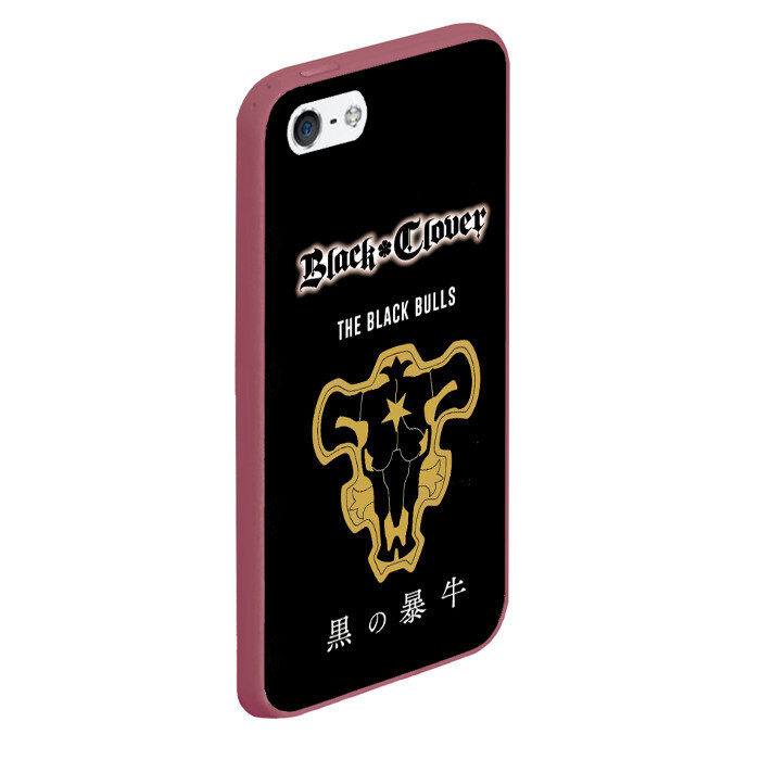 Чехол для iPhone 5/5S матовый Черные быки Чёрный клевер фото