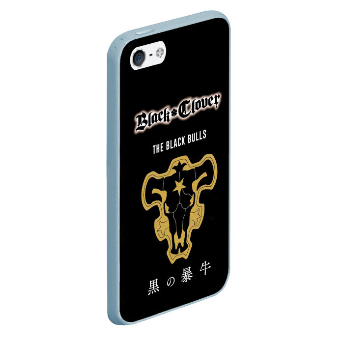Чехол для iPhone 5/5S матовый Черные быки Чёрный клевер фото