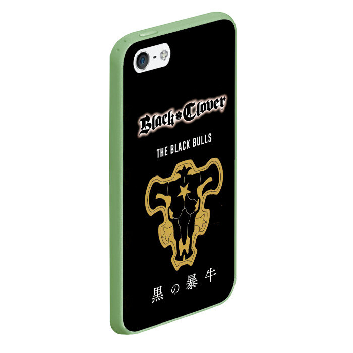 Чехол для iPhone 5/5S матовый Черные быки Чёрный клевер фото