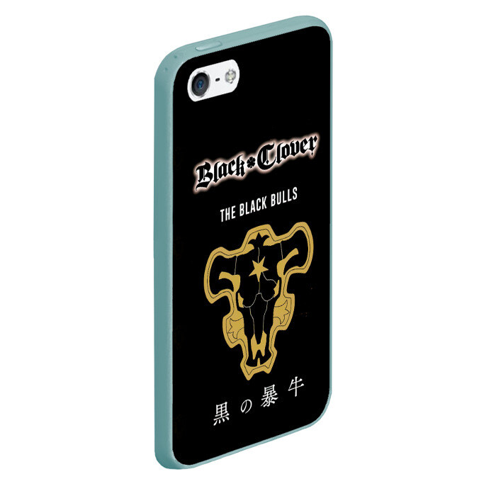 Чехол для iPhone 5/5S матовый Черные быки Чёрный клевер фото