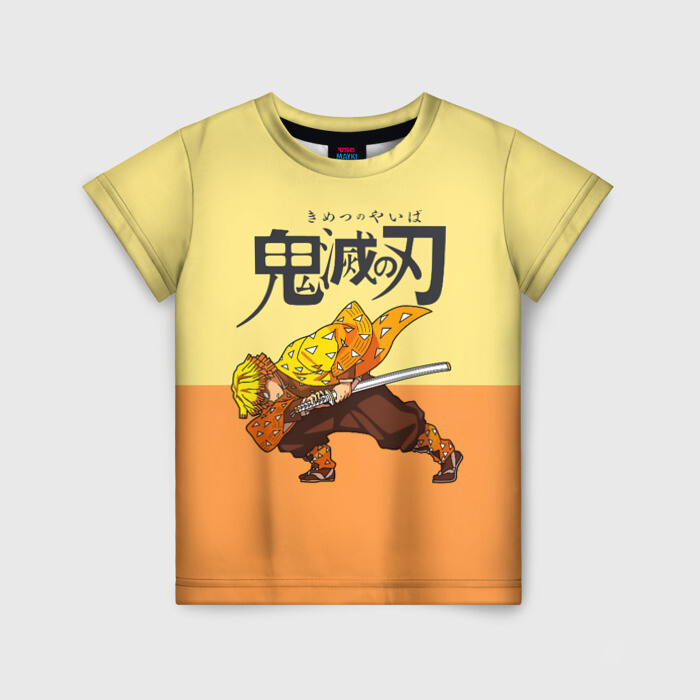 Детская футболка 3D Зеницу Агацума Kimetsu no Yaiba фото