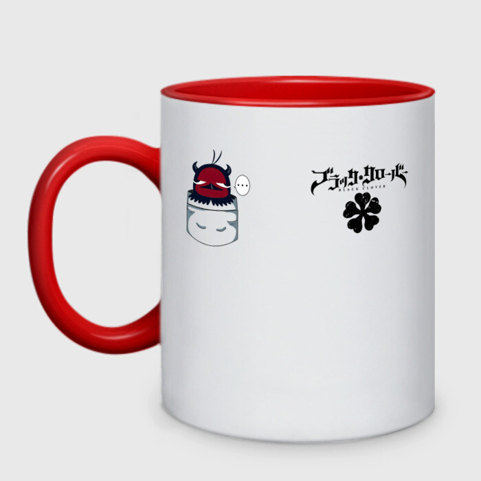 Кружка двухцветная Чёрный клевер Неро в кармашке фото