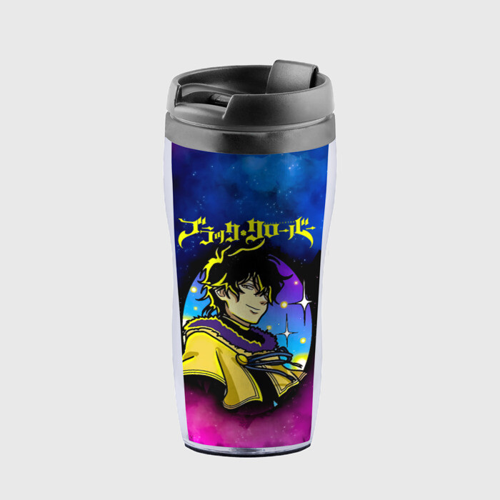 Термокружка-непроливайка Чёрный клевер космический Юно фото