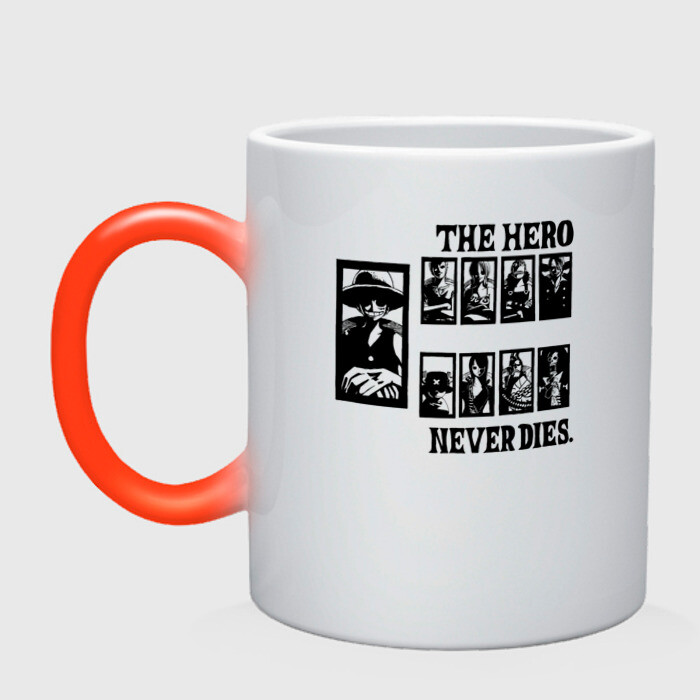 Кружка хамелеон THE HERO NEVER DIES. One Piece фото