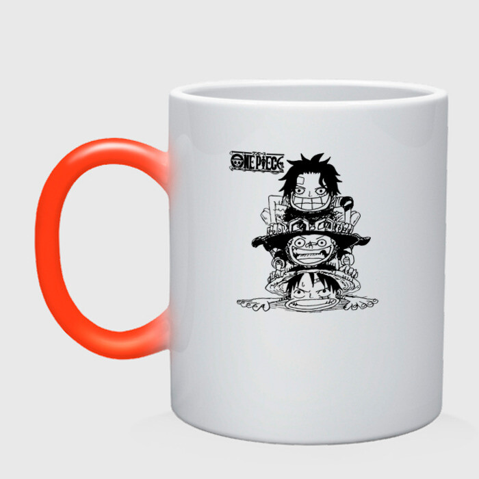 Кружка хамелеон Эйс, Луффи и Сабо - Братство ASL  фото